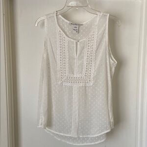 White Sleeveless Top with Lace Detail